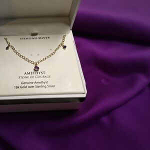 New Macy's Goldtone and Amethyst Necklace